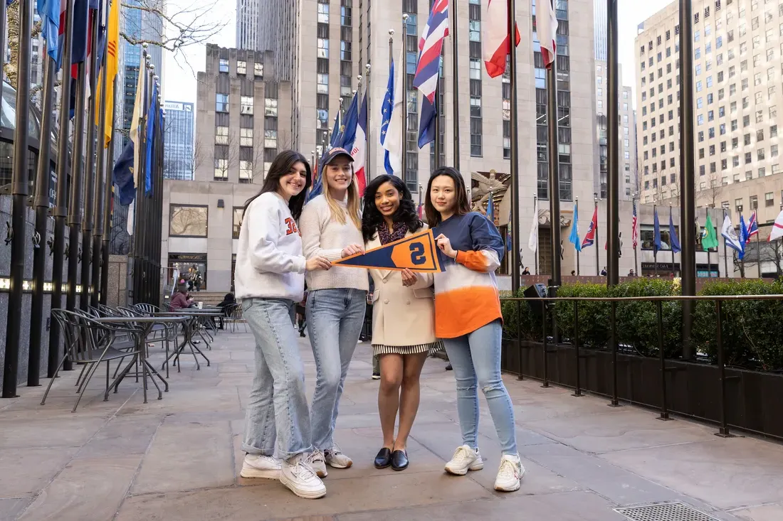 Students smiling in New York City.